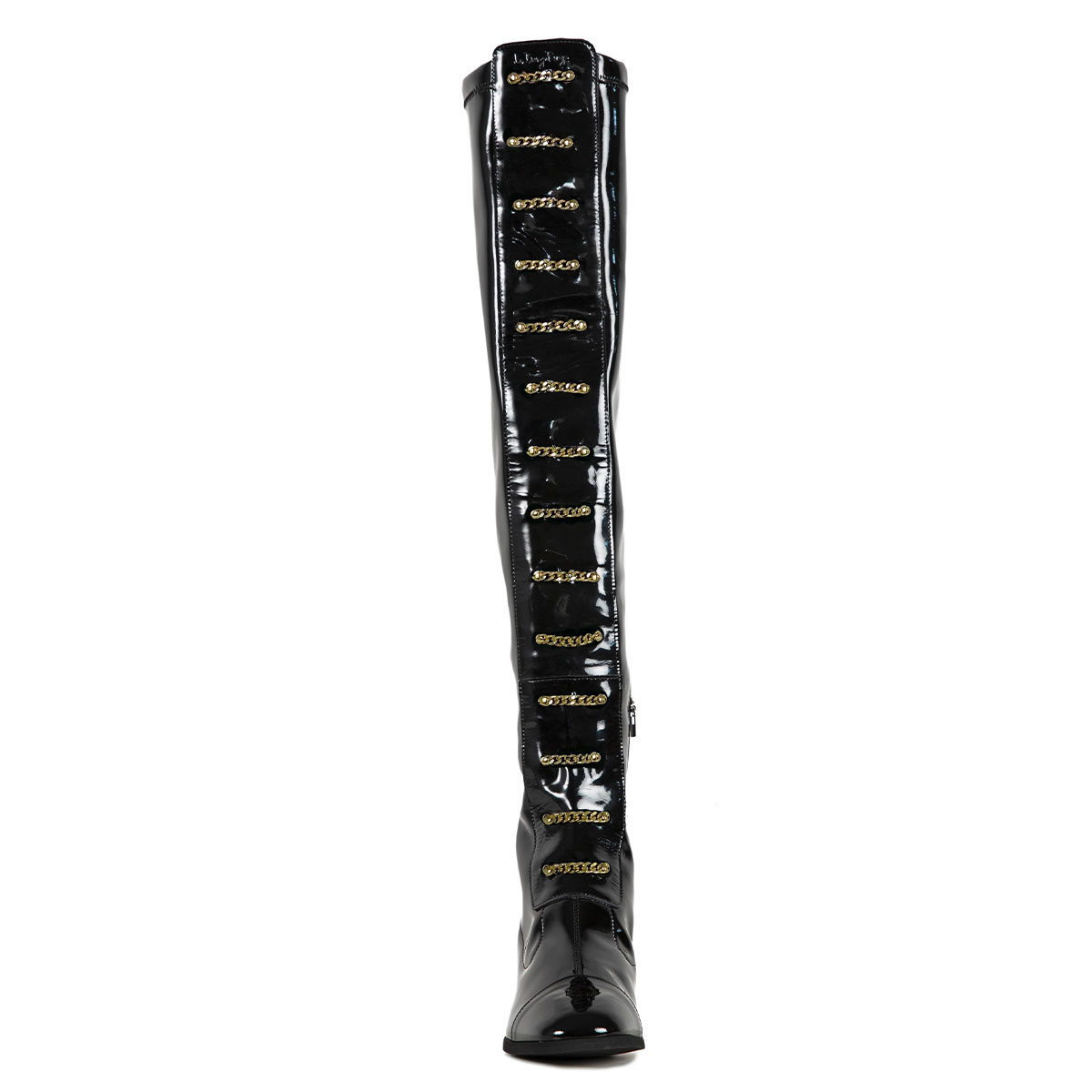 Christal Black Patent leather Gold Chain - Image 3